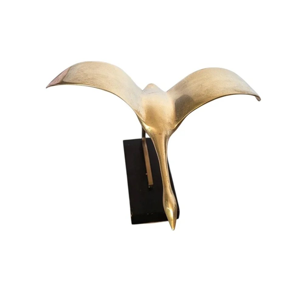 Vintage MCM Solid Brass Bird Flying‎ Figurine 12.5